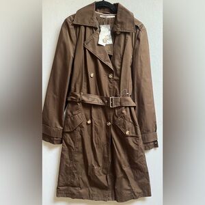NWT Tommy Hilfiger Dark Brown Double breasted Trench Coat Sz M
